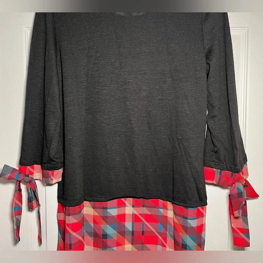 Notations Size Small Black Red Plaid Split Hem Bl… - image 7